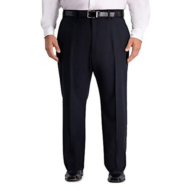 Haggar Men's Big and Tall B&T Active Series Stretch Classic Fit Suit Separate Pant, Black, 46Wx30L