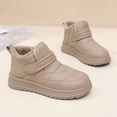thumbnail image 4 of Womens Platform Snow Boots Hoop and Loop Slip on Comfy Furry Lined Soft Sole Waterproof Cute Winter Booties Khaki 5.5, 4 of 7
