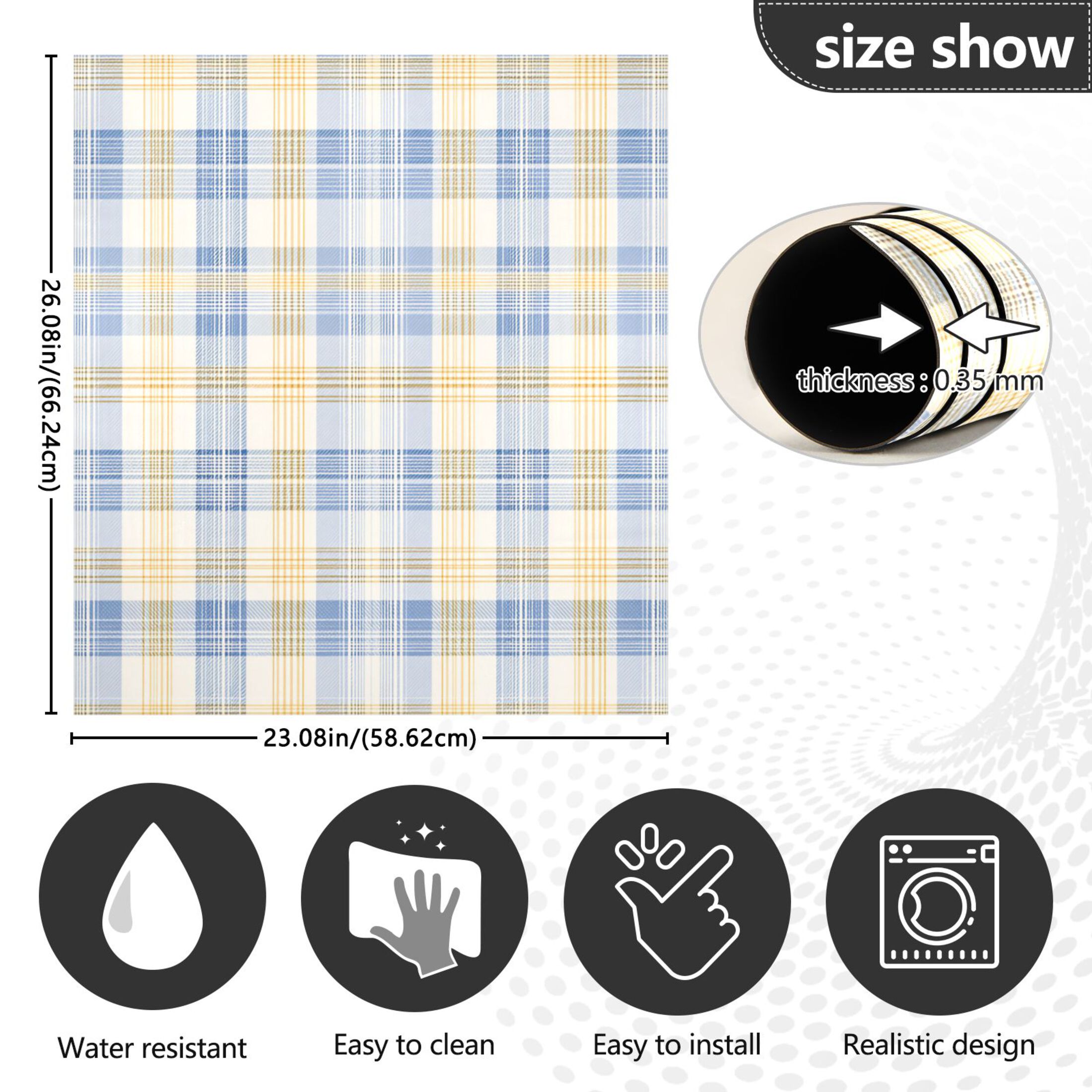 Dishwasher Magnetic Refrigerator Magnet Cover Sticker Home Decorative 23"x26" Pale Blue-and-yellow Tartan