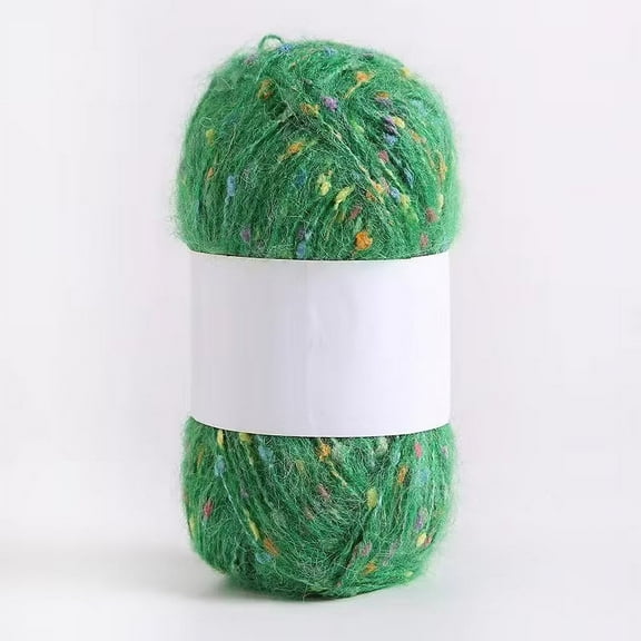 XmhyTop 50g/roll Colorful Dots Mohair Yarns Soft Thread DIY Hand Knitted Crochet Woven for Scarf Shawl Crafts，Forest Green