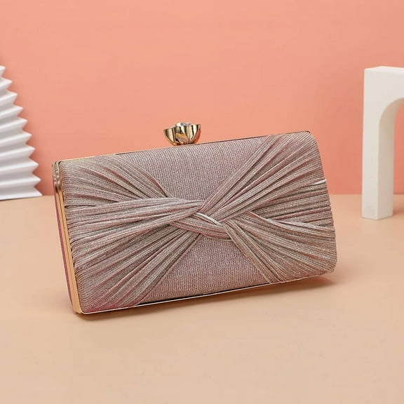 Girl Pink Fold Clutch Bag, Women's Fold Pink Fold Evening Clutches Wedding, Prom And Party Purse- Pink