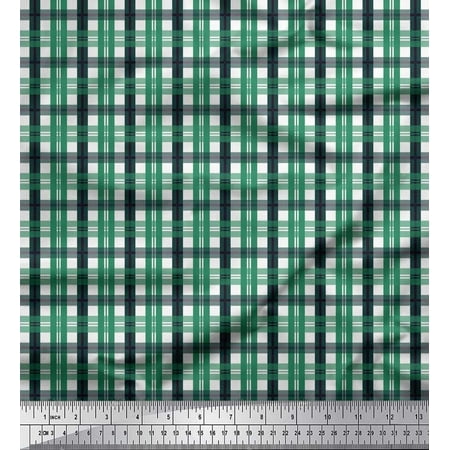 Soimoi Poly Georgette Fabric Gingham Check Fabric Prints By Yard 42 Inch Wide