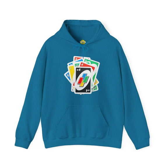 Card Game Stack Hoodie, Fun Draw 4 Stack Design, Retro Gaming Graphic
