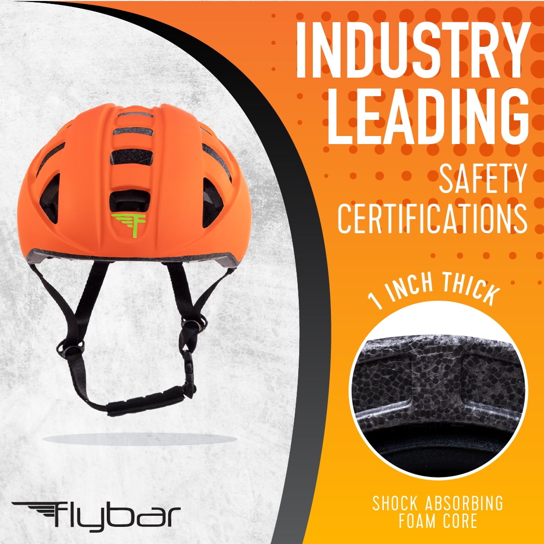 Flybar Brandclub Flybar Junior Multi Sport Adjustable Helmet Biking and Skateboarding Boys and Girls Ages 3 to 14 Small Orange
