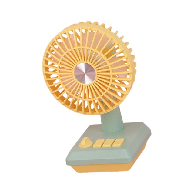 Ventilador de mano, ventilador de escritorio con 2 velocidades, ventilador de mano portátil recargable para deportes, pesca, hogar, oficina, viajes amarillo