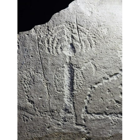 Rock engraving depicting a warrior with a feathered headdress, Plains Indian, Wyoming, USA Print Wall Art By Werner Forman