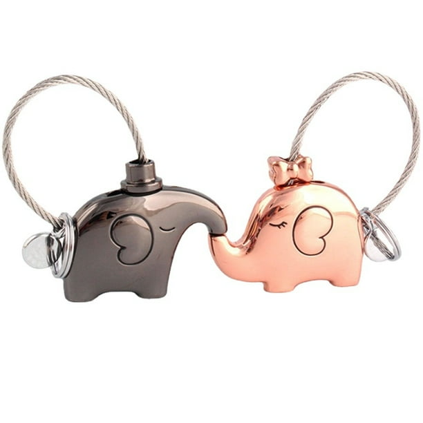 2 Llavero de elefante de Acero Inoxidable. Duos para pareja o amigos resistentes. Llaveros para hombre ideal para regalos. Llaveros para mujer utiles y practicos.