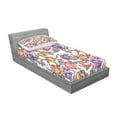 thumbnail image 2 of Ambesonne Floral Fitted Sheet & Pillow Sham Set, Retro Flowers and Curls, Twin, Multicolor, 2 of 2