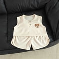 thumbnail image 4 of Atogsazn Toddler Baby Boys Summer Clothes Set Newborn Sleeveless Tank Tops & Shorts Outfit Loose Fit Outerwear Beige 2-3 Years Fashion, 4 of 7