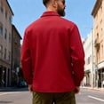 thumbnail image 6 of Mrmaere Men's Collared Jacket Button-Front Contrast Pocket Stylish Comfortable Outerwear for Daily & Casual Red XXL, 6 of 6