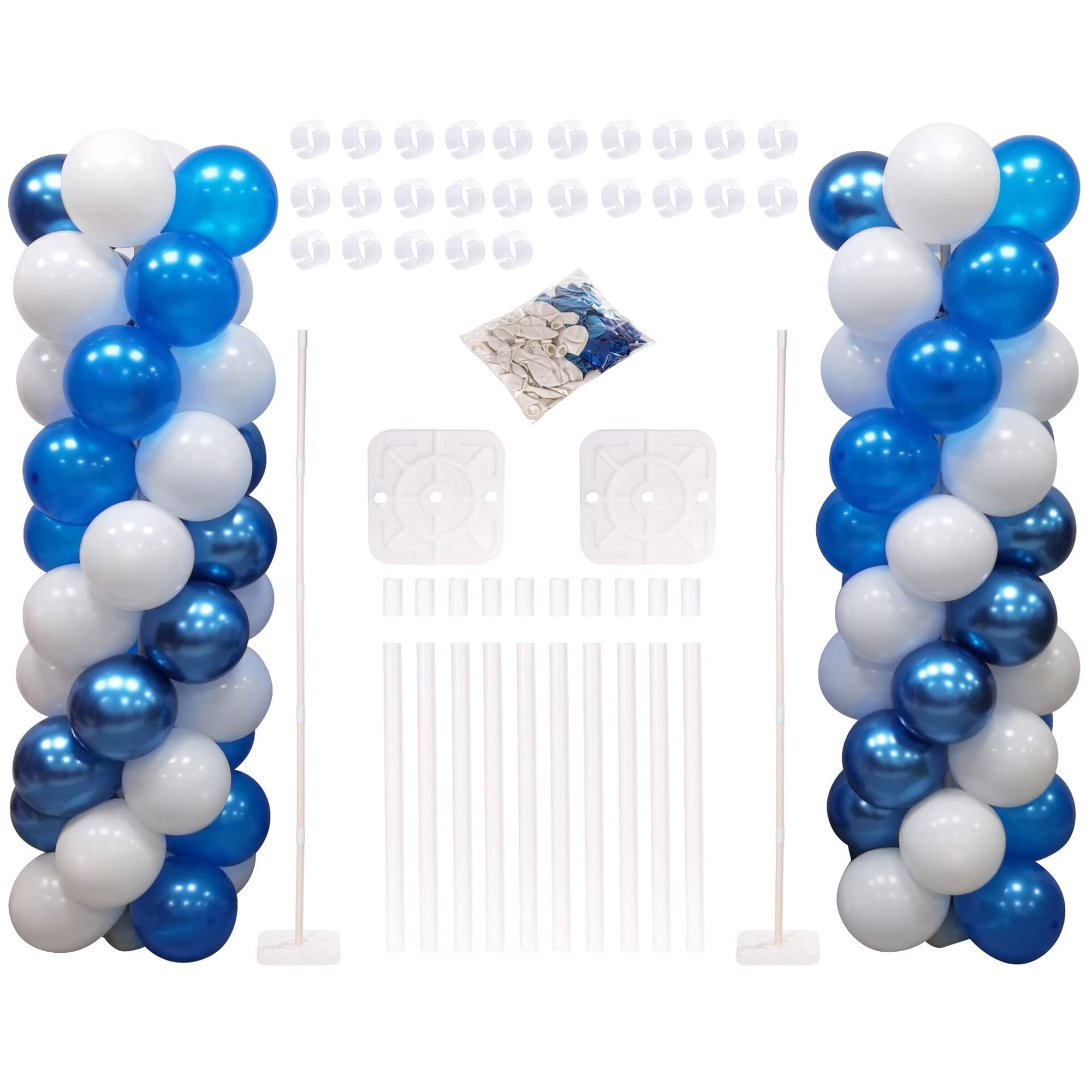 Support De Ballon Télescopique 2m – 2 Colonnes Réglables, Base + Sacs De Poids, 40 Clips, Pompe Incluse