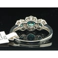 thumbnail image 4 of Ladies 10K White Gold Blue & White Diamond Engagement Ring 3 Stone Halo Set Band, 4 of 7