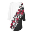 thumbnail image 5 of 3/4 Length Sleeve Womens Tops 2025 Spring Neck Casual Print Tunic T Shirts Three Quarter Length Womens Tops, 5 of 5