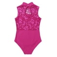 thumbnail image 4 of inhzoy Girls Lace Splice Turtleneck Ballet Dance Leotard Tulle Modern Dancewear A Rose Red 5-6, 4 of 7