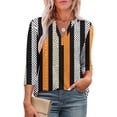 thumbnail image 4 of Jinhomg 3/4 Length Sleeve Womens Tops Summer V-Neck Fshion Print T-Shirts Dressy Casual Loose Henley Tees Shirts Black,XL, 4 of 6