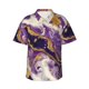 thumbnail image 1 of Balery Purple Gold Marble Swirls Camisas hawaianas de manga corta para hombre, camisas playeras de corte holgado, camisas de vacaciones con botones,Large, 1 of 7