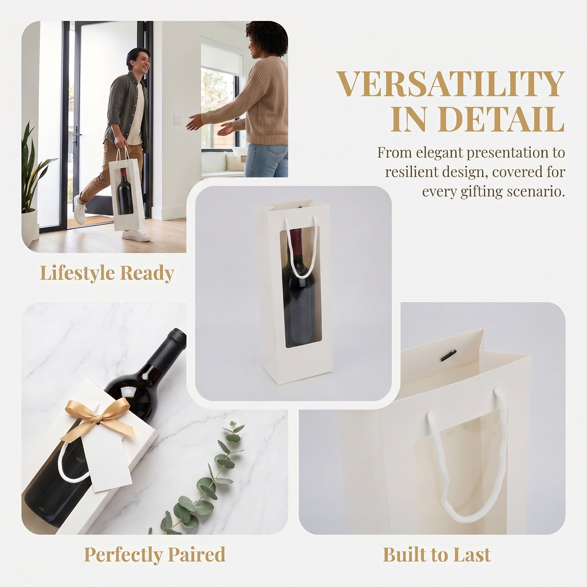 Unique Bargains Gift Bags with Handles to Elevate Gifting White 4.9" x 3.3" x 14.2"