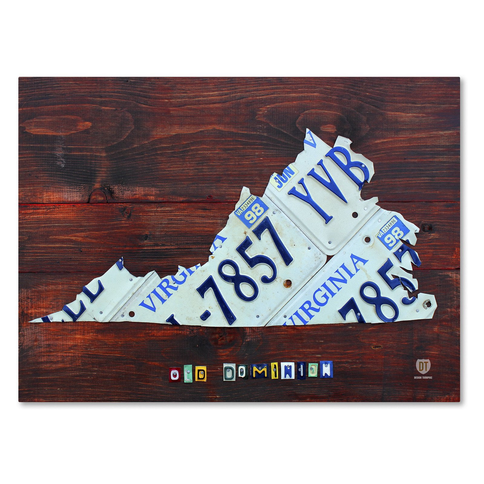 Trademark Fine Art 'Virginia License Plate Map II' Canvas Art by Design Turnpike, White Matte, Black Frame