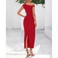 thumbnail image 3 of Vestido de cóctel BTFBM con un solo hombro y correa torcida, rojo fruncido, 3 of 8