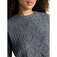 thumbnail image 4 of No Boundaries Cable Knit Pullover Sweater, Lightweight, Women’s, 4 of 5