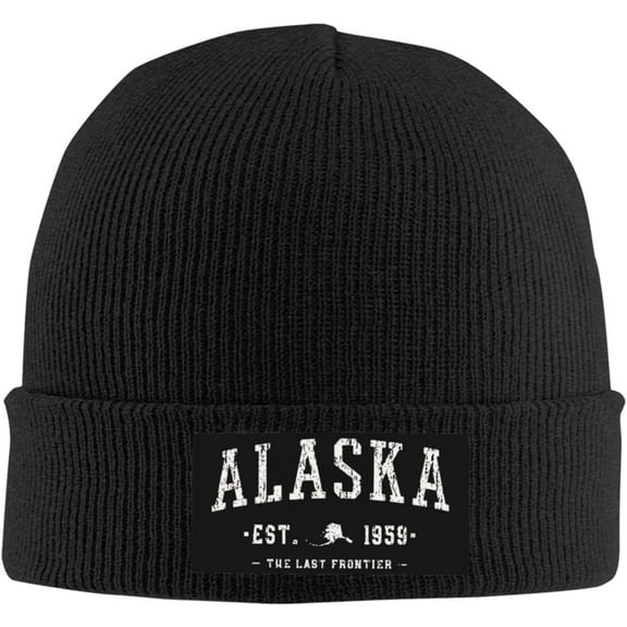 Alaska Est 1959 Beanie Hat Men Women Knit Hat Stocking Hat Slouchy Skull Cap Warm Hedging Cap Knitted Hat Black