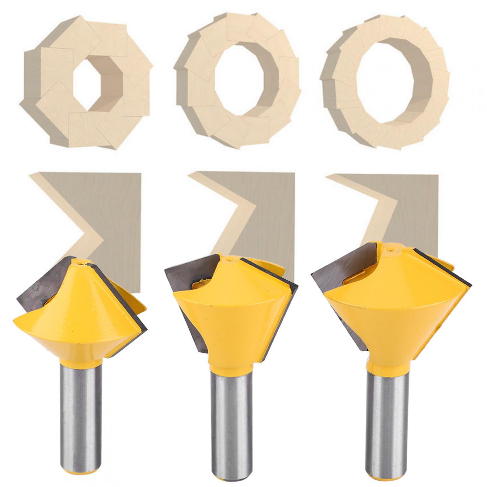 3pcs Set 1/2" Shank Bird's Mouth Glue Joint Router Bit Woodworking Milling Cutter