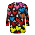thumbnail image 6 of Xuyuer Womens Valentine T Shirts Love Heart Printed Graphic Tee Tops Spring Shirts Halloween Round Neck 3/4 Length Sleeve Graphic Tee Tops Fashion Casual Printed T-Shirt Top, 6 of 6