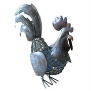 D-Art Collection Tin Metal and Iron Large Rooster Lantern in Multi-Color