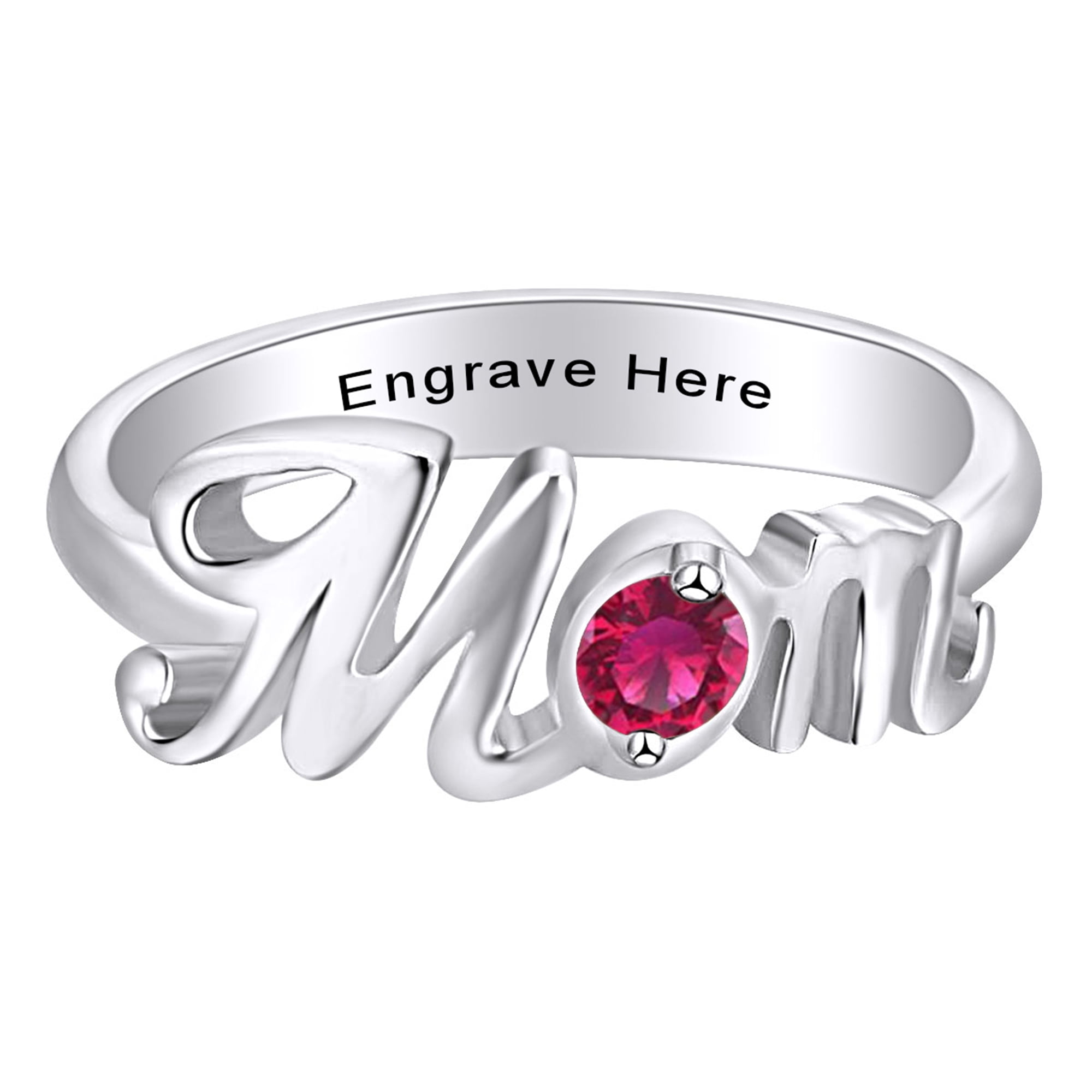 Mother's Day Jewelry Giftd Personalized Round Simulated Ruby Mom