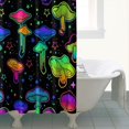 thumbnail image 4 of Rainbow Mushroom Neon Black Pattern Shower Curtain 84"x72" ,Bathroom Decorative Shower Curtains Set with 12 Hooks,Modern Waterproof Washable Shower Curtain, 4 of 6