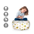 thumbnail image 2 of Underwater Storage Toy Bag Chair, Oceanic Animals Swimming Starfish Anemone Exotic Flowers Snail Doodle, Stuffed Animal Organizer Washable Bag, Small Size, White and Multicolor, by Ambesonne, 2 of 3
