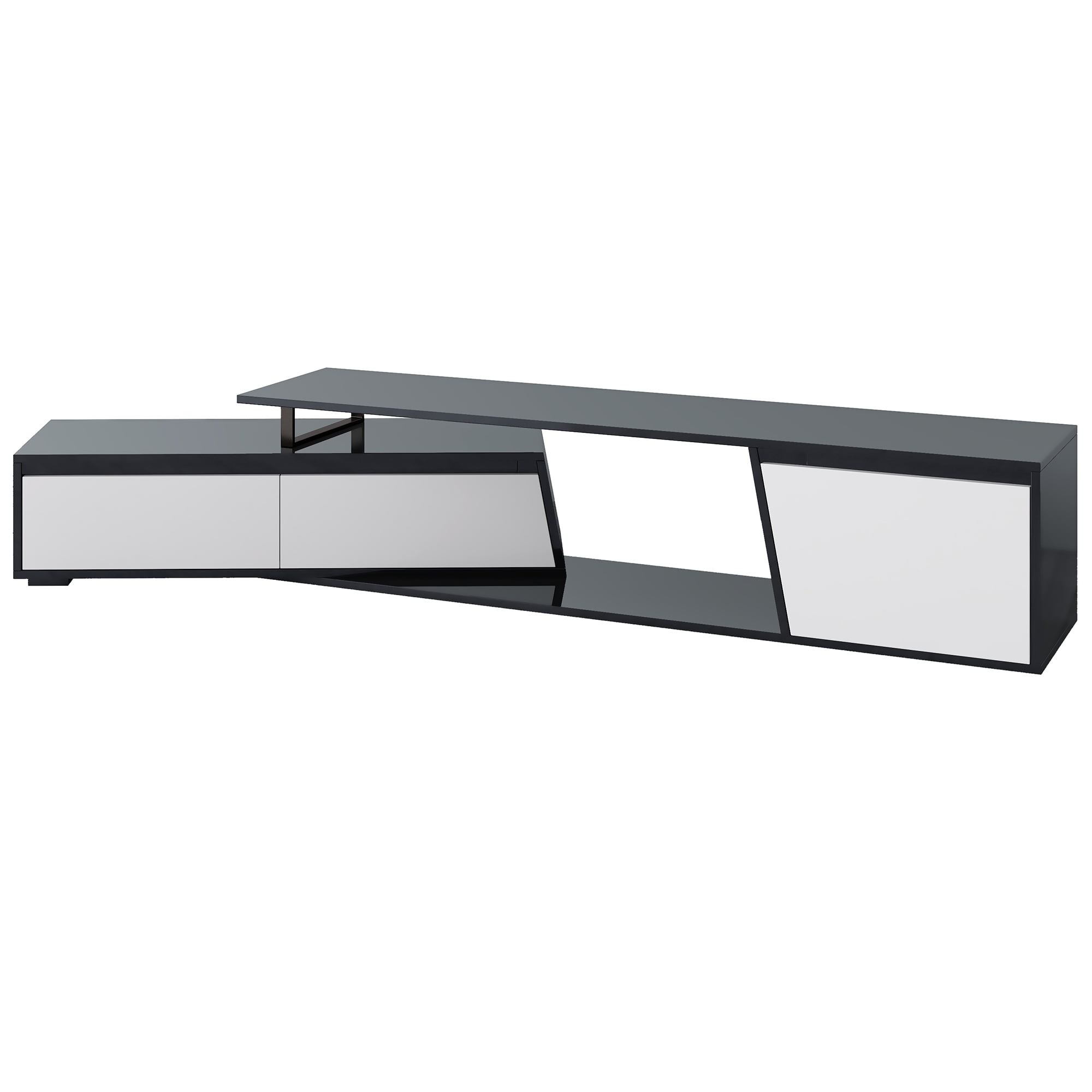Aukfa Extendable TV Stand for TVs up to 100" with Storage Drawers & Cabinet for Living Room,Black