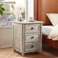 thumbnail image 4 of LELELINKY Grey Oak farmhouse 3 drawer Nightstand Rustic Bedside Table End Tables for Bedroom, Living Room, 4 of 8