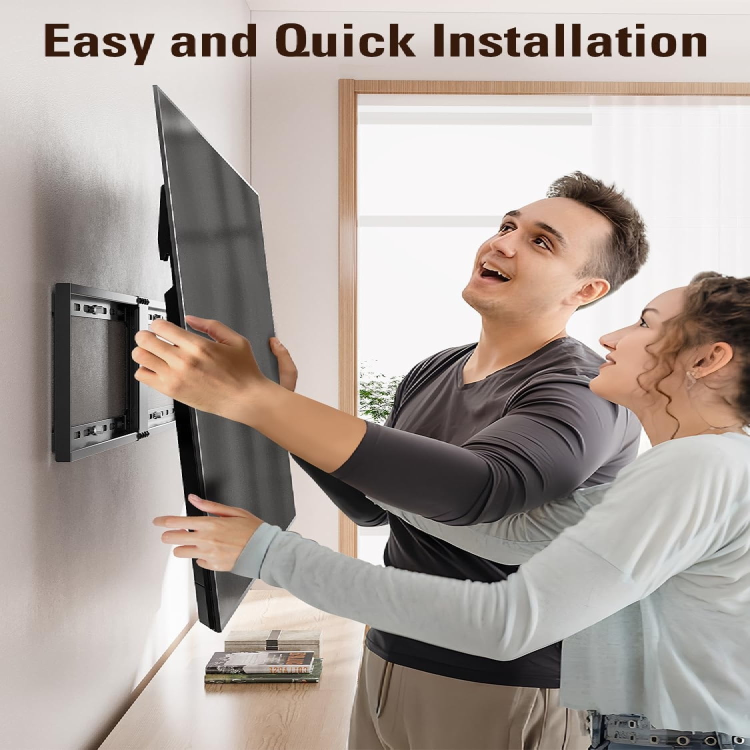 Fixed TV Wall Mount, Low Profile Wall Mount Bracket for Most 42-90 Inch Television, F TVs Mount for Space Saving, Fits 16", 24", 32" Studs, Max VESA 800x400mm and 132lbs MD2361-32