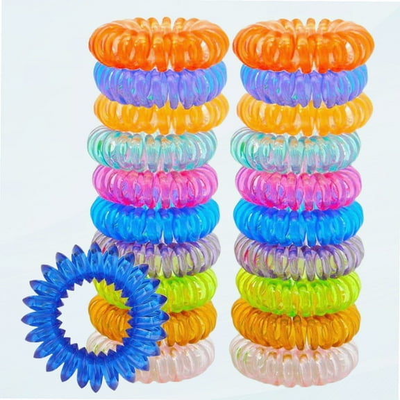20 Pcs Spiral Hair Ties, Clear Candy Colorful No Crease Hair Ties, Ponytail Headband, Elastic Coil Hair Ties, Teleties Headband for Women Girls Curly Hair, Straight Hair