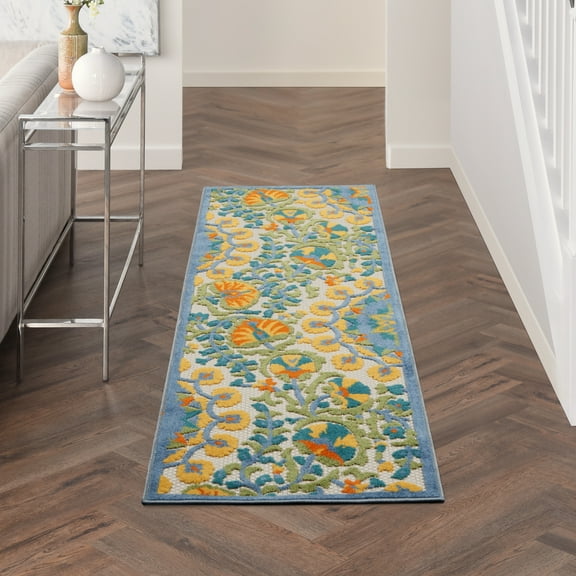 Nourison Aloha Indoor/Outdoor Multicolor 2'3" x 8' Area Rug, (2x8)
