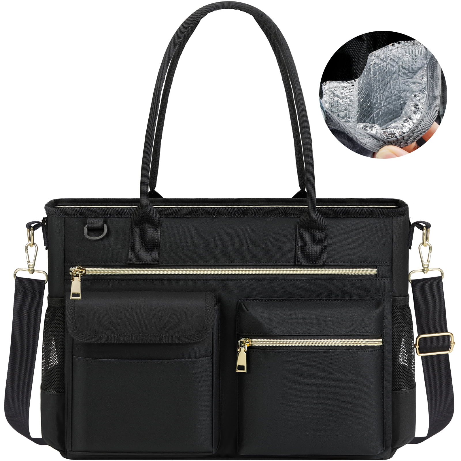 RAINSMORE Large Handbag 15.6 Inch Laptop Bag for Women Work Teacher Tote Nurse Bag Professional Laptop Tote Messenger Shoulder Bags Business Office Briefcase