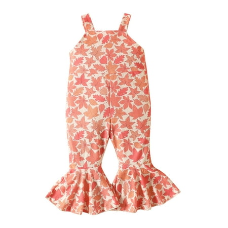 

ZRBYWB Toddler Girls Romper Sleeveless Floral Print Romper Bell Bottoms Jumpsuit Clothes Cute Summer Clothes