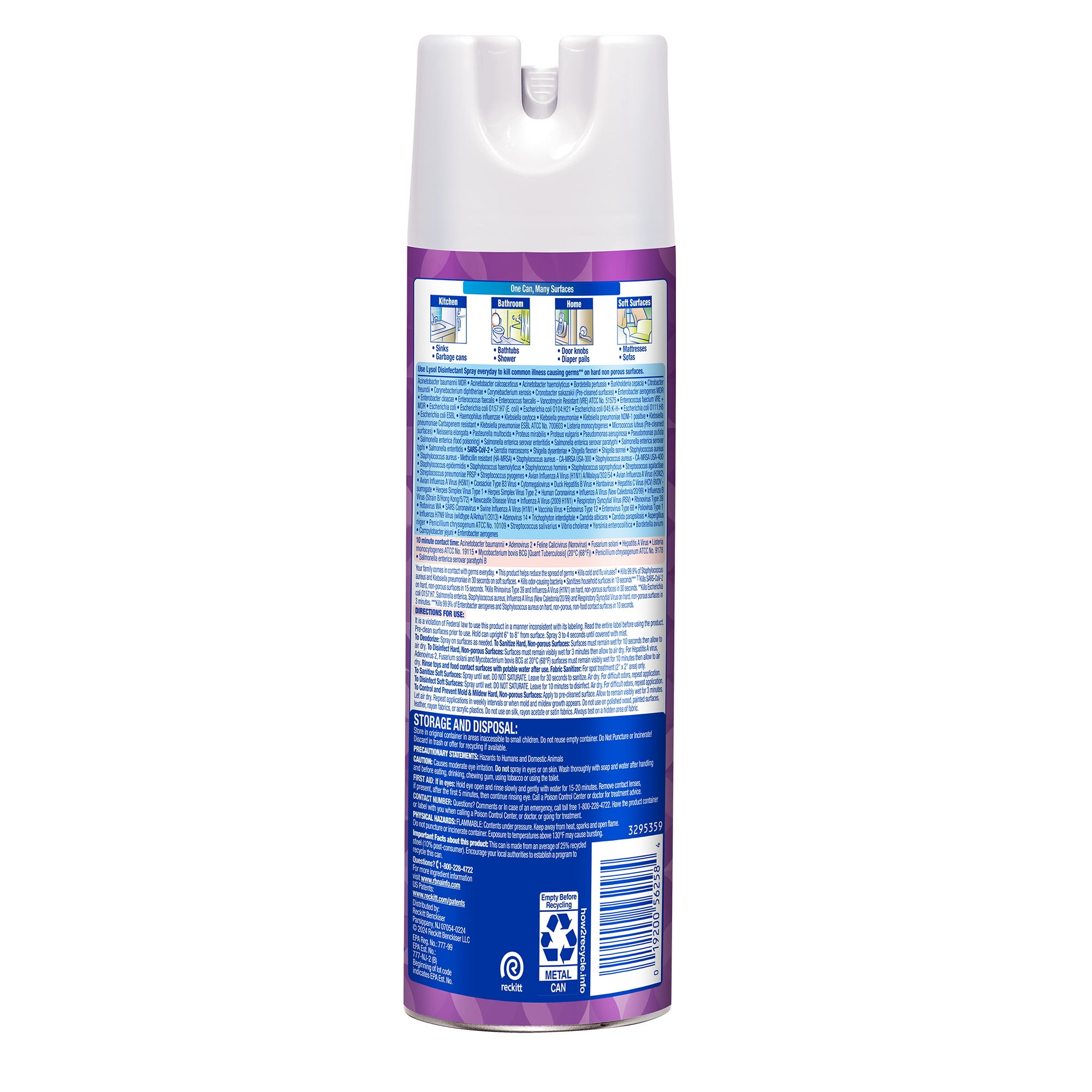 Lysol Disinfectant Spray, Sanitizing and Antibacterial Spray, Lavender & Cotton Blossom, 19 oz