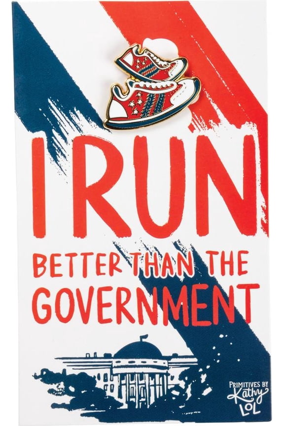 PRIMITIVES BY KATHY I Run Better Than The Government Running Shoes Enamel Pin