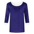 thumbnail image 6 of Otntypg 3/4 Sleeve Tops for Women Cute Summer Round Neck Basic Solid Color Workout Tees Shirt Loose Fit Dressy Casual Tunic Blouse for Leggings Dark Blue S, 6 of 6