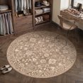 thumbnail image 2 of BERTHMEER 6'x6' Round Area Rugs for Living Room Bedroom Dining Room Office Farmhouse Oriental Floral Vintage Farmhouse Non Slip Machine Washable Carpets, Brown, 2 of 8