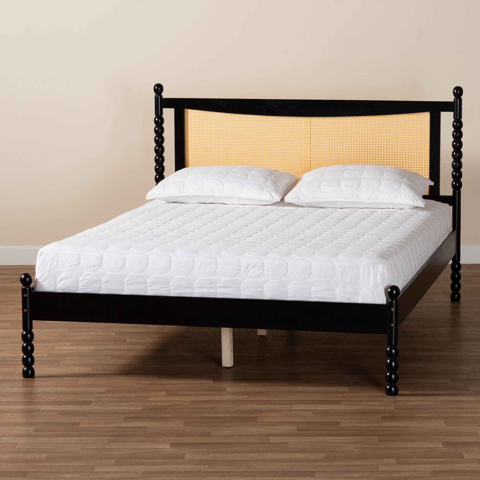 Baxton Studio Okena Mid-Century Platform Bed, Queen, Black