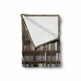 thumbnail image 2 of Library Soft Flannel Fleece Throw Blanket, Interior Scene with Bookshelves on Wall Full of Books Reading Time Theme Graphic, Cozy Plush for Indoor and Outdoor Use, 50" x 70", Multicolor, by Ambesonne, 2 of 6