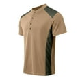 thumbnail image 4 of MIXUE Shirts For Men Summer Color Block Print Round Neck Button Down Short Sleeve Slim Fit Casual Pullover Tops Tshirts Streetwear,Brown,L, 4 of 5