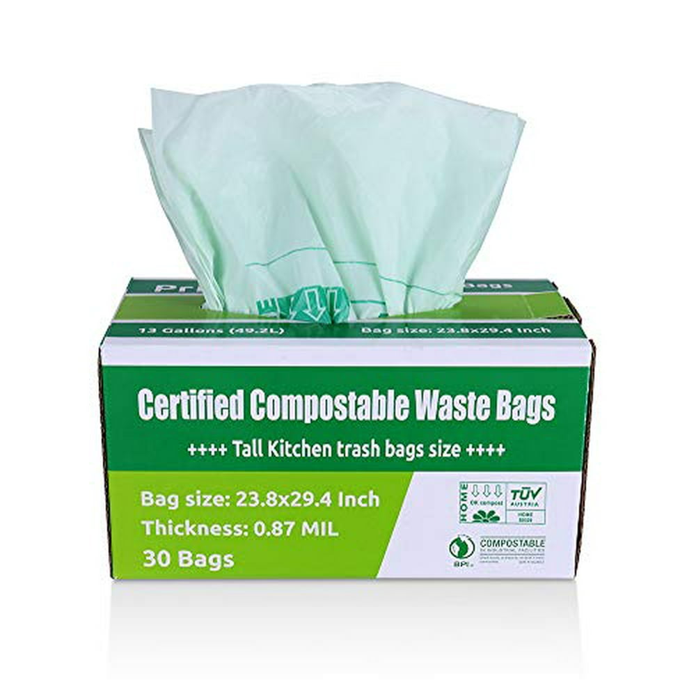 Primode 100 Compostable Trash Bags 13 Gallon 30 Count Tall Kitchen