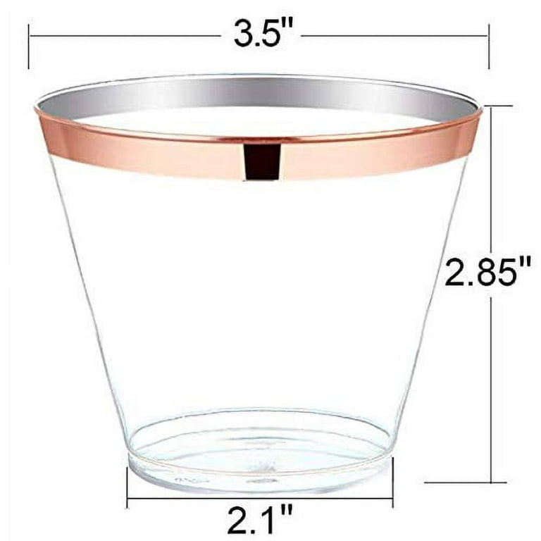 50 Rose Gold Cups 9 Oz Rose Gold Plastic Cups Fancy Disposable Wedding –  CasualObjects