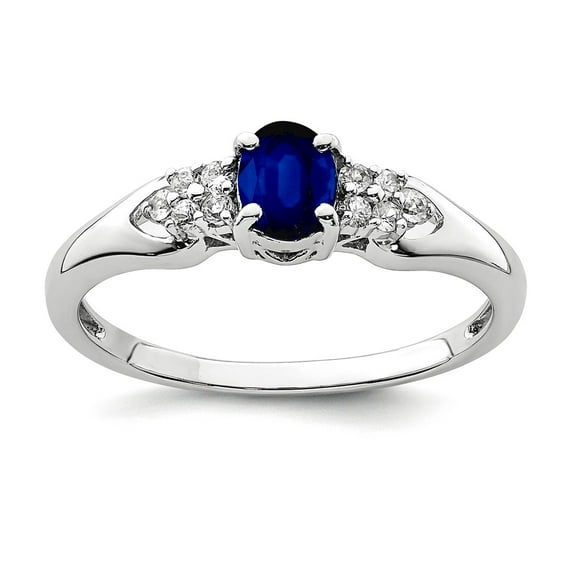 925 Sterling Silver Polished Blue and White Sapphire Ring Size 7 Ring for Women - .56 cwt