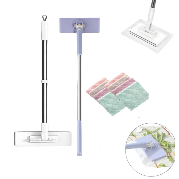 Snap Grip Mini Mop, Lazy Mop Wet and Dry, Clever Snap-Grip Mini, Lazy Click On, Automatic Gripping, Disposable Dust, No Wash, for Multi-Surface Cleaning