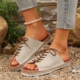 thumbnail image 6 of Hopeusnice Slippers for Women Non-Slip PU Materials Summer Shoes Soft Breathable Open Toe Flat Heel Trendy Women's Slippers Roman Boho Style Shoes for Beach Lightweight Walking Shoes Beige 40, 6 of 9